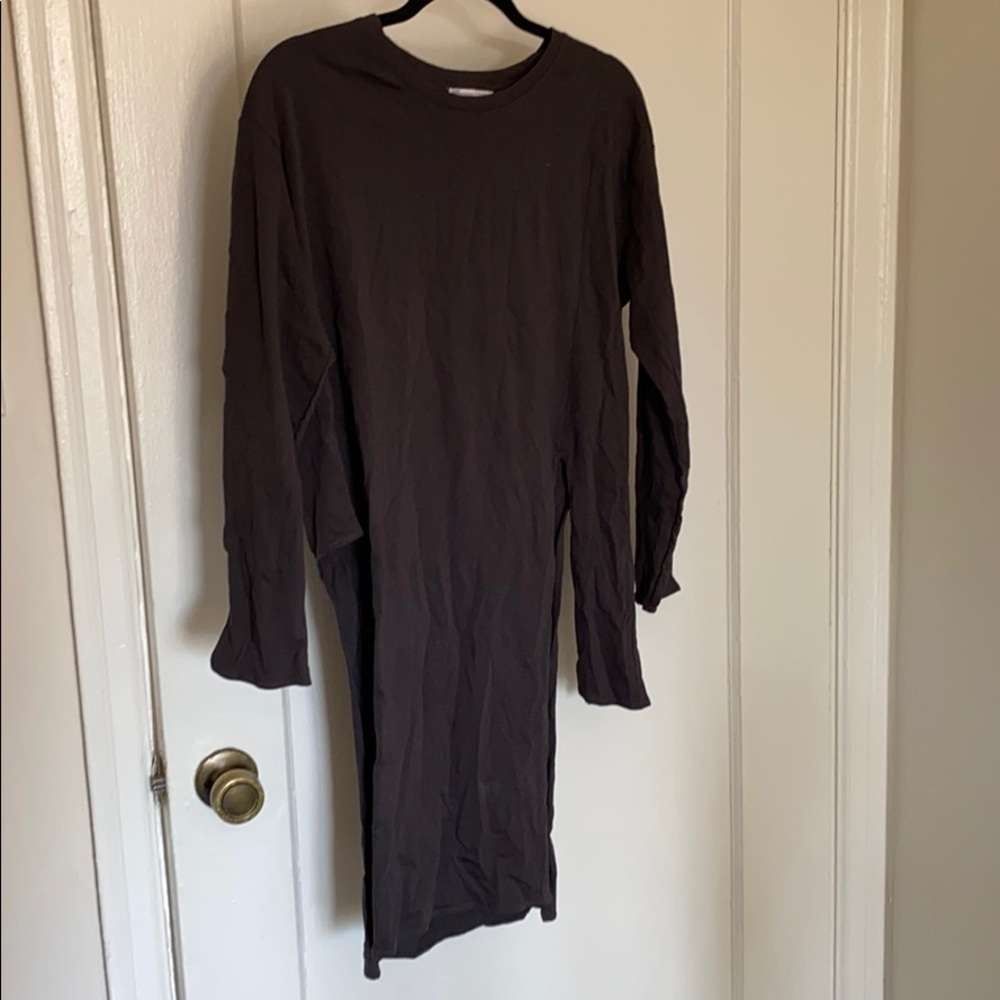 Asymmetrical, gray, long sleeved tunic